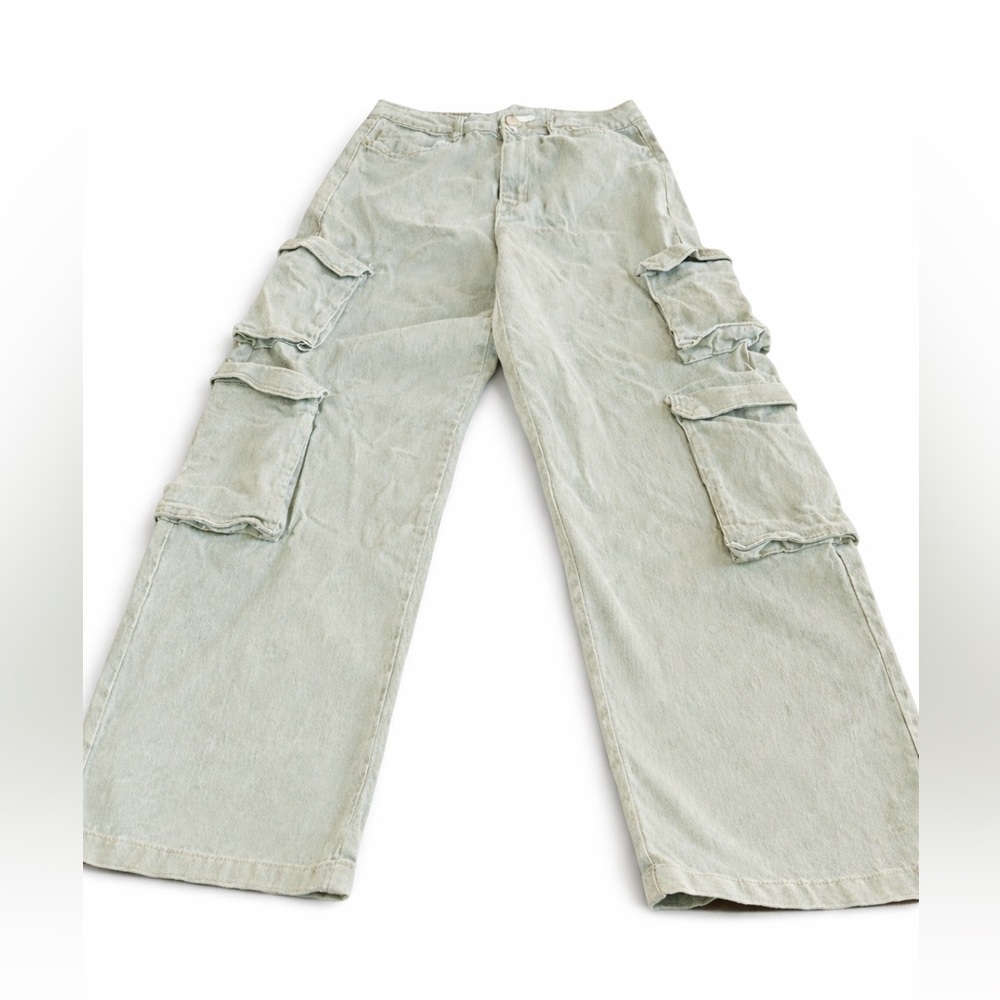 YMI High Rise All Day Cargo Wide Leg Pants Sage Green Women’s 11